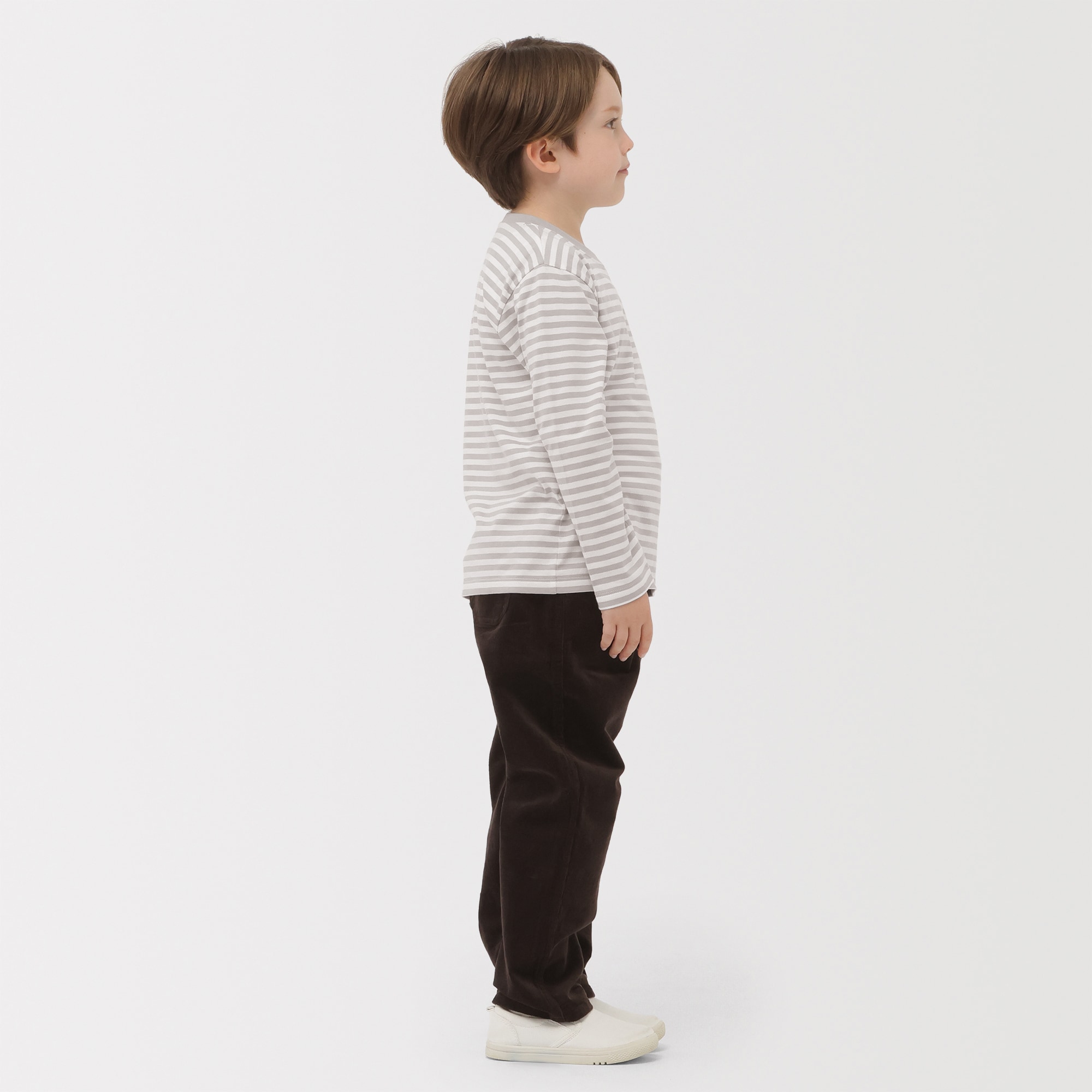 キッズ　綿天竺編みクルーネック長袖Ｔシャツ　ボーダー
