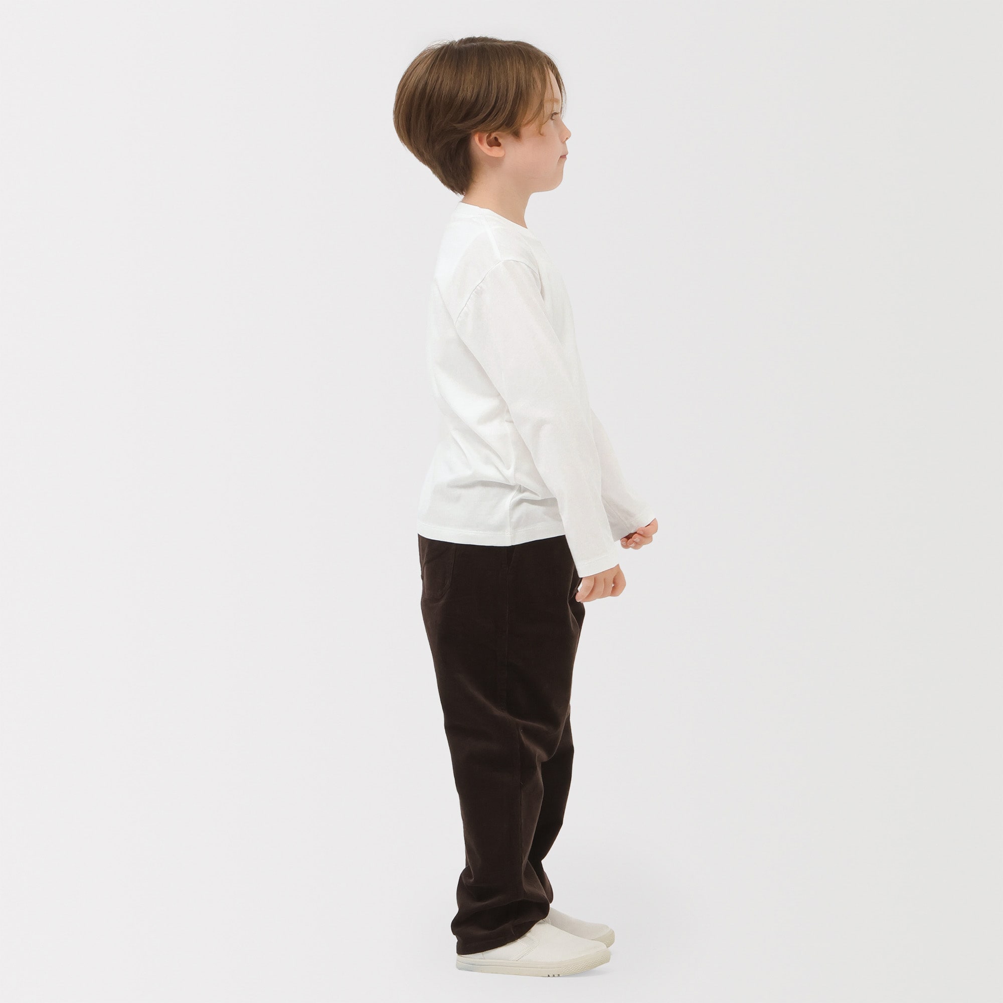 キッズ　綿天竺編みクルーネック長袖Ｔシャツ　無地
