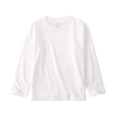 キッズ　綿天竺編みクルーネック長袖Ｔシャツ　無地