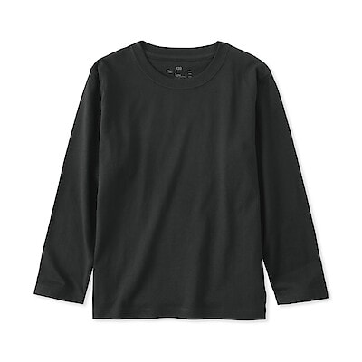 キッズ　綿天竺編みクルーネック長袖Ｔシャツ　無地