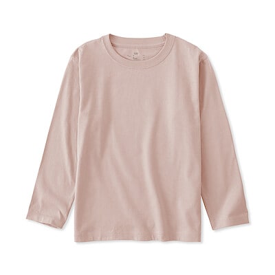 キッズ　綿天竺編みクルーネック長袖Ｔシャツ　無地