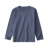 キッズ　綿天竺編みクルーネック長袖Ｔシャツ　無地