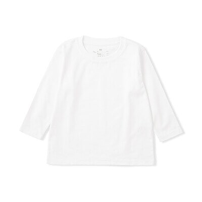 ベビー　あたまするっと　綿天竺編みクルーネック長袖Ｔシャツ　無地