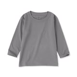 ベビー　あたまするっと　綿天竺編みクルーネック長袖Ｔシャツ　無地