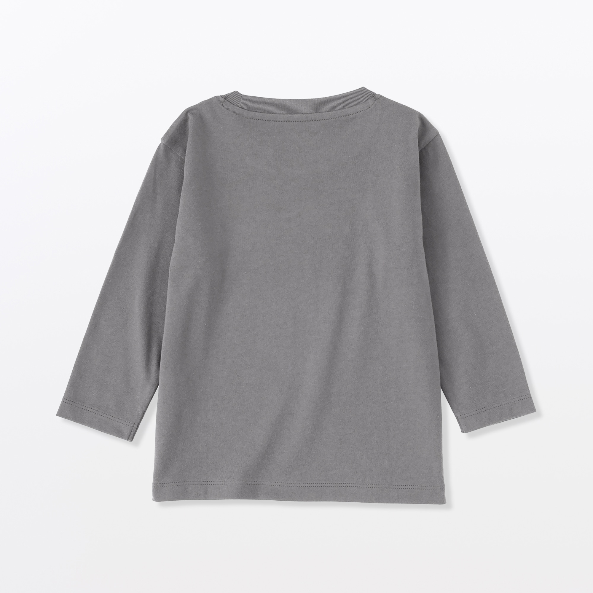 ベビー　あたまするっと　綿天竺編みクルーネック長袖Ｔシャツ　無地