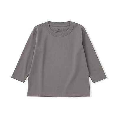 ベビー　あたまするっと　綿天竺編みクルーネック長袖Ｔシャツ　無地