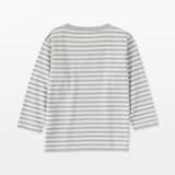 ベビー　あたまするっと　綿天竺編みクルーネック長袖Ｔシャツ　ボーダー