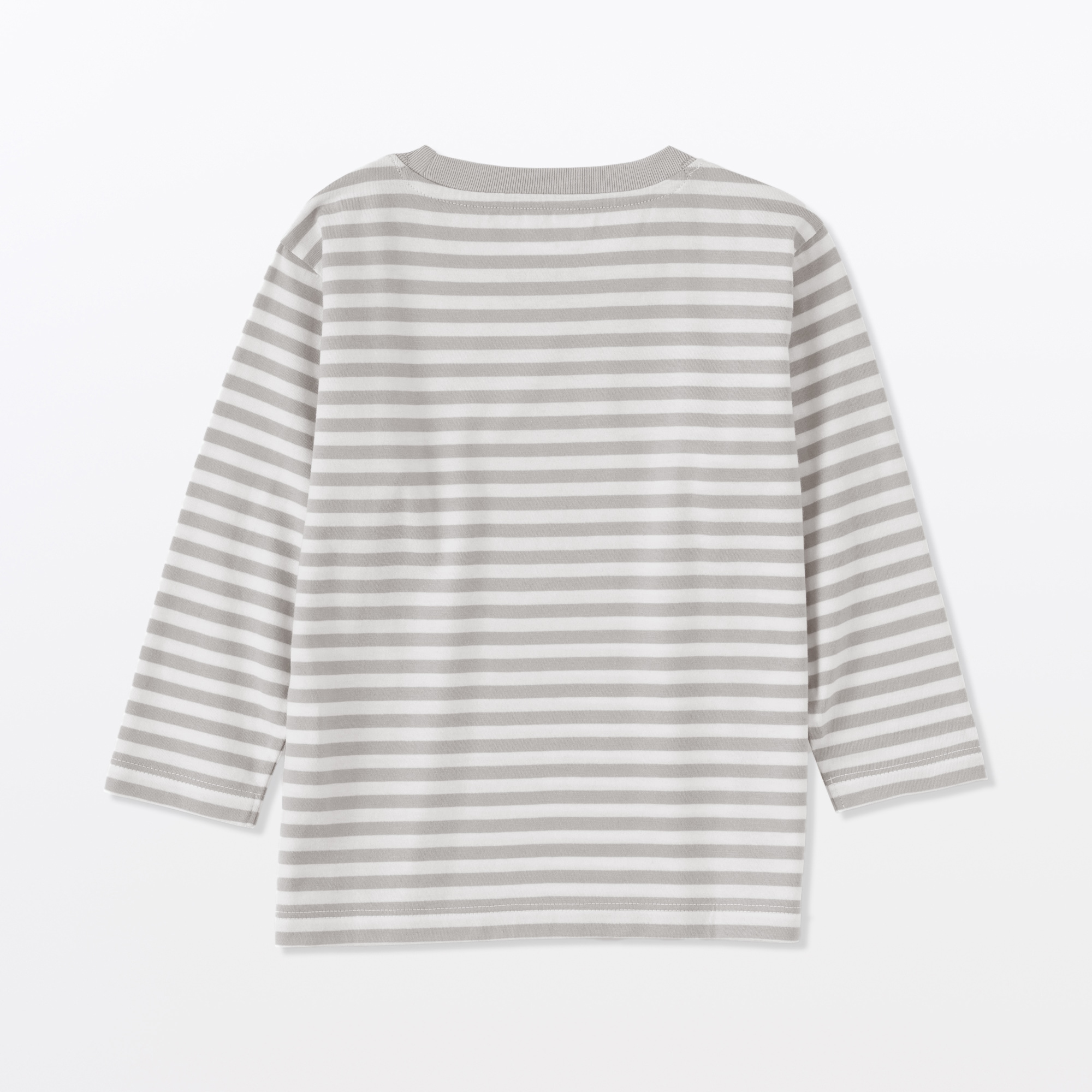 ベビー　あたまするっと　綿天竺編みクルーネック長袖Ｔシャツ　ボーダー