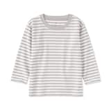 ベビー　あたまするっと　綿天竺編みクルーネック長袖Ｔシャツ　ボーダー