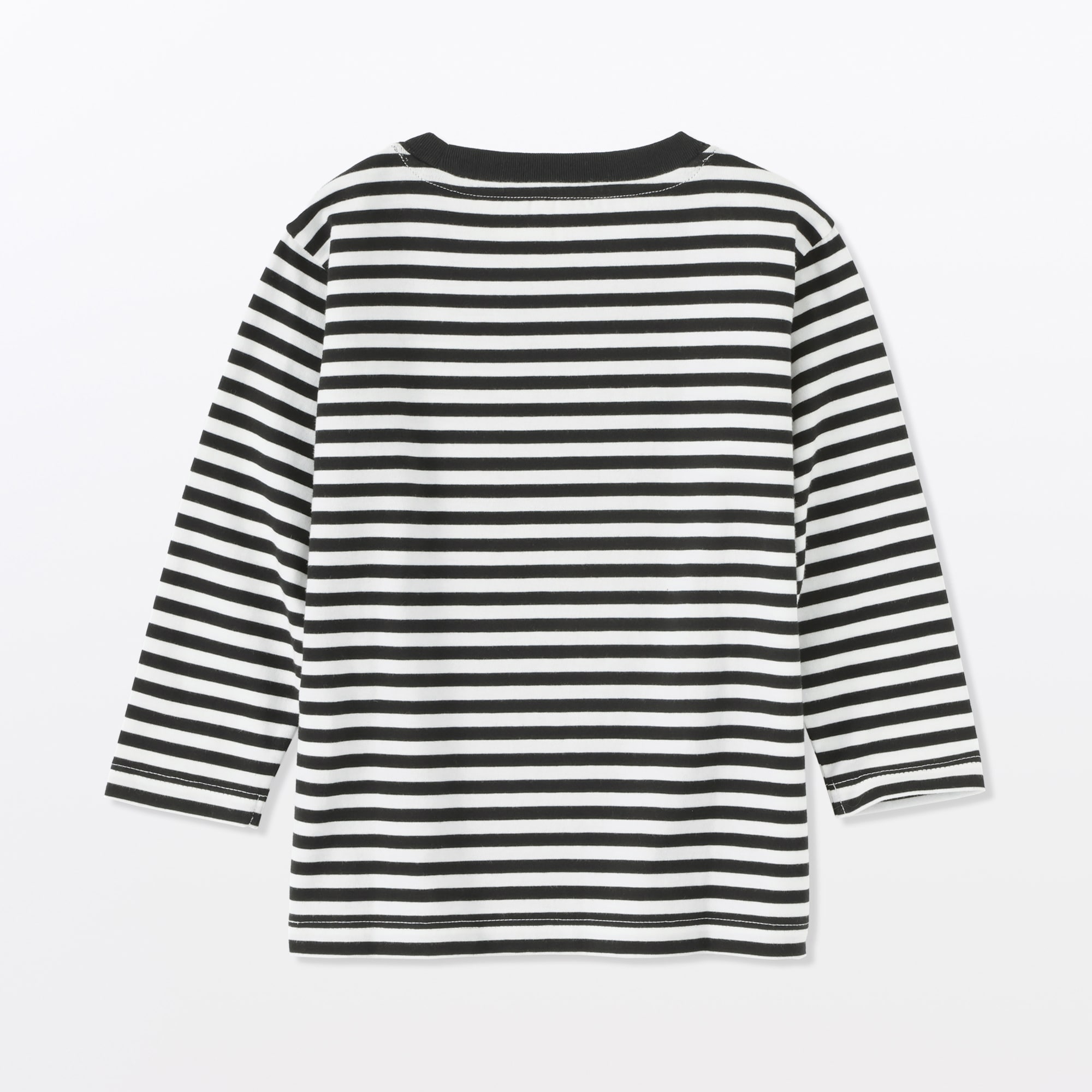 ベビー　あたまするっと　綿天竺編みクルーネック長袖Ｔシャツ　ボーダー