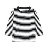 ベビー　あたまするっと　綿天竺編みクルーネック長袖Ｔシャツ　ボーダー