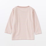 ベビー　あたまするっと　綿天竺編みクルーネック長袖Ｔシャツ　ボーダー