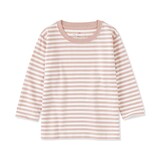 ベビー　あたまするっと　綿天竺編みクルーネック長袖Ｔシャツ　ボーダー