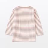 ベビー　あたまするっと　綿天竺編みクルーネック長袖Ｔシャツ　ボーダー