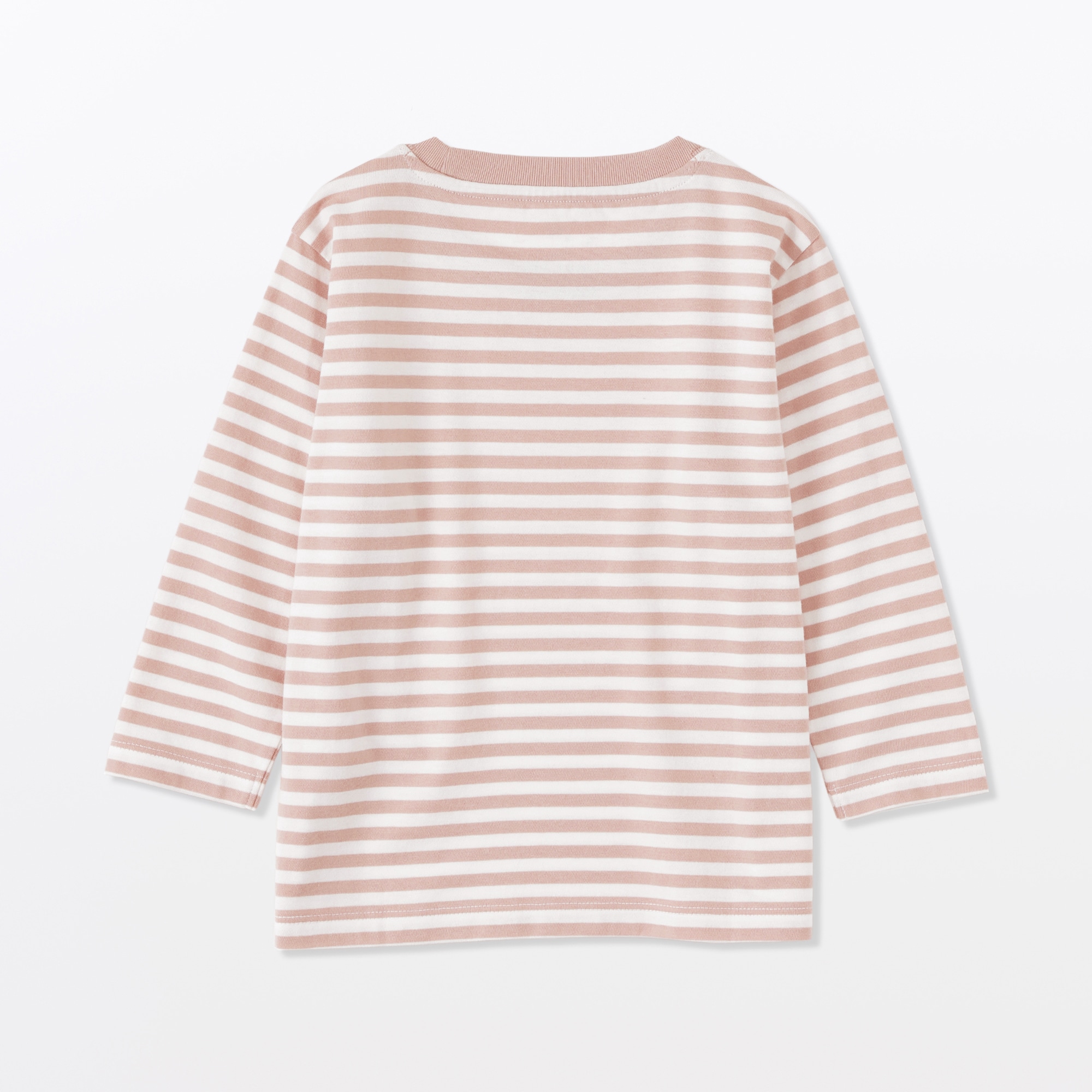 ベビー　あたまするっと　綿天竺編みクルーネック長袖Ｔシャツ　ボーダー