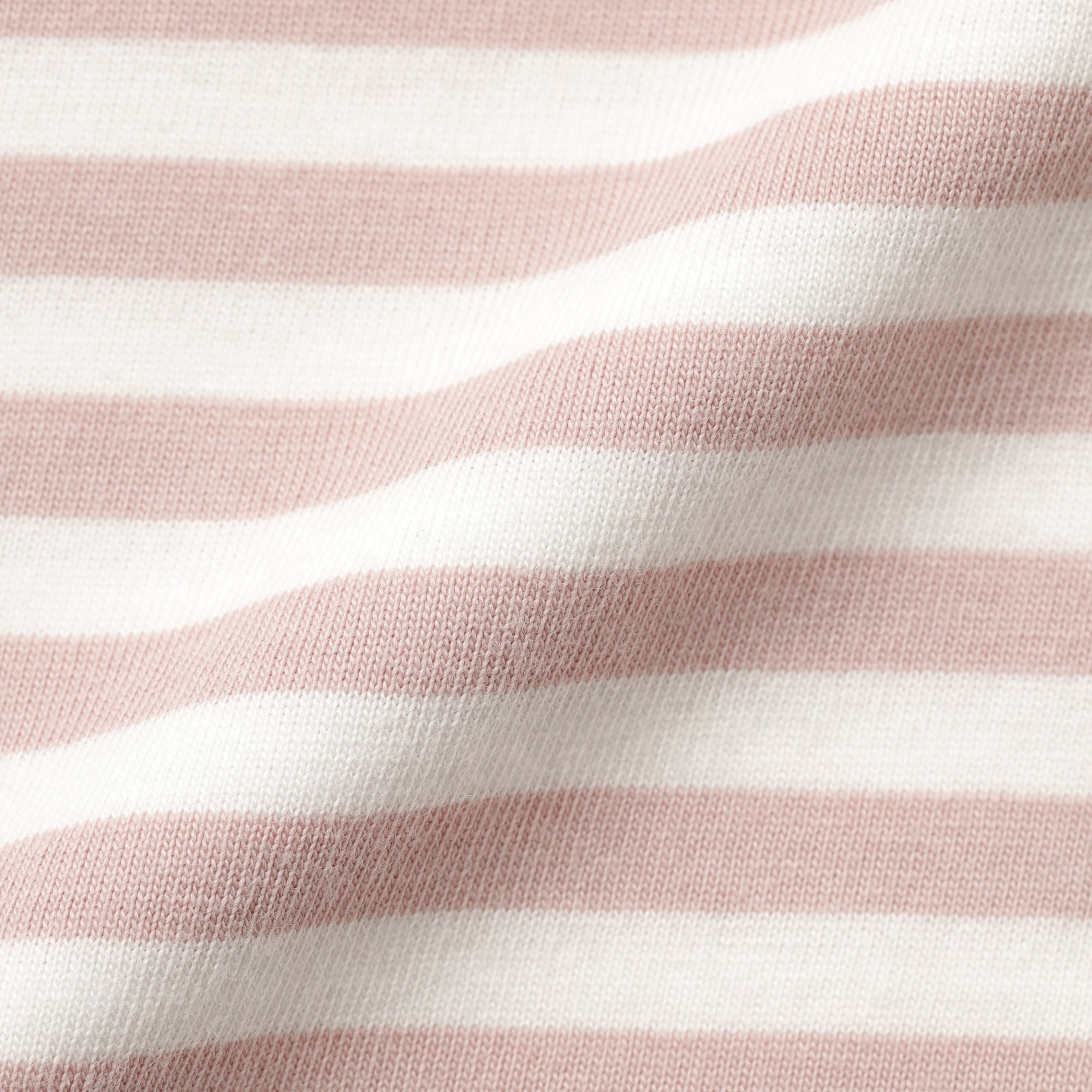 ベビー　あたまするっと　綿天竺編みクルーネック長袖Ｔシャツ　ボーダー