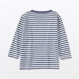 ベビー　あたまするっと　綿天竺編みクルーネック長袖Ｔシャツ　ボーダー