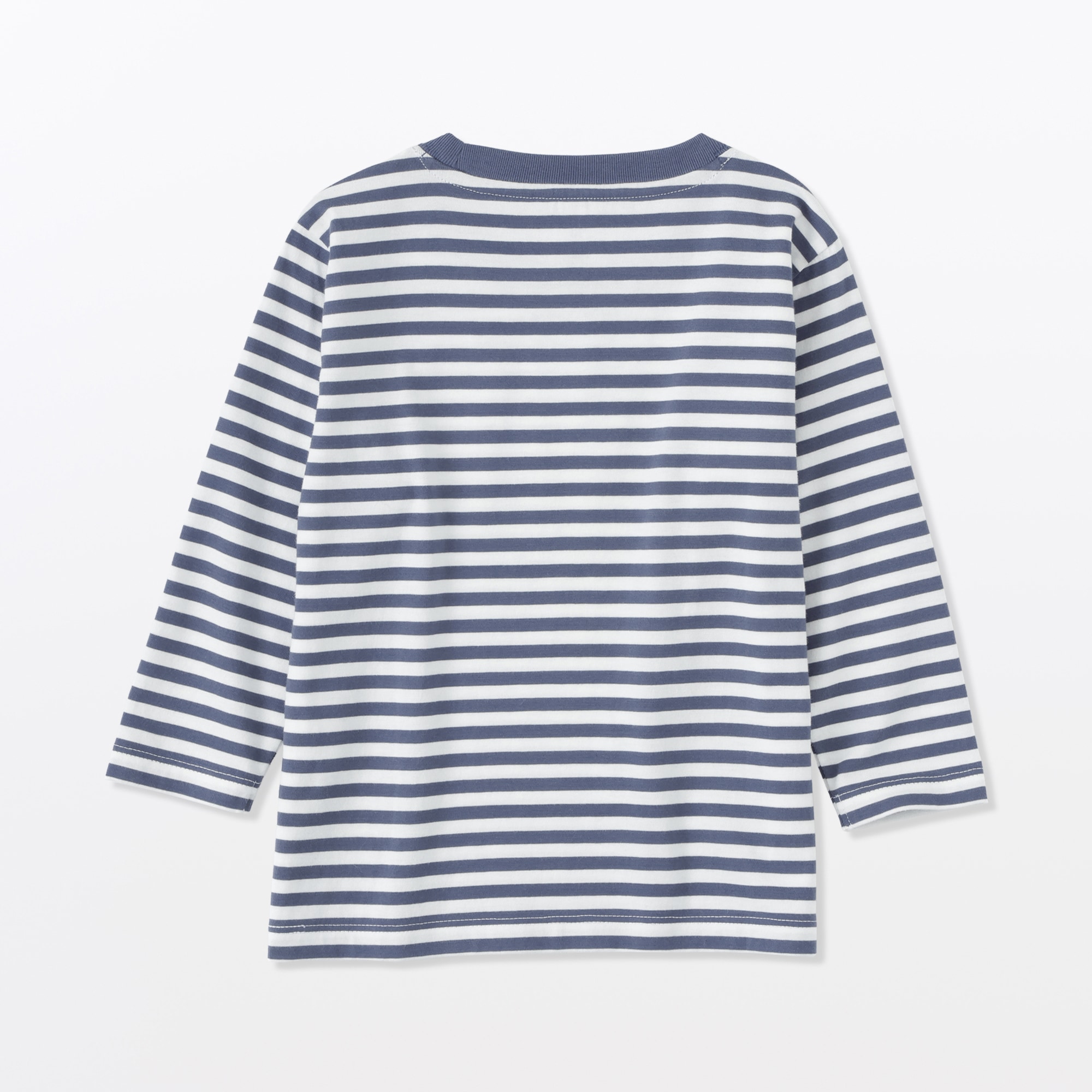 ベビー　あたまするっと　綿天竺編みクルーネック長袖Ｔシャツ　ボーダー