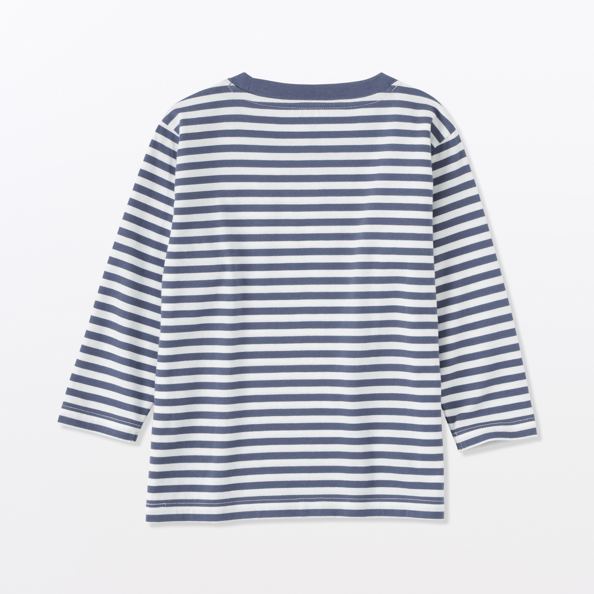 ベビー　あたまするっと　綿天竺編みクルーネック長袖Ｔシャツ　ボーダー