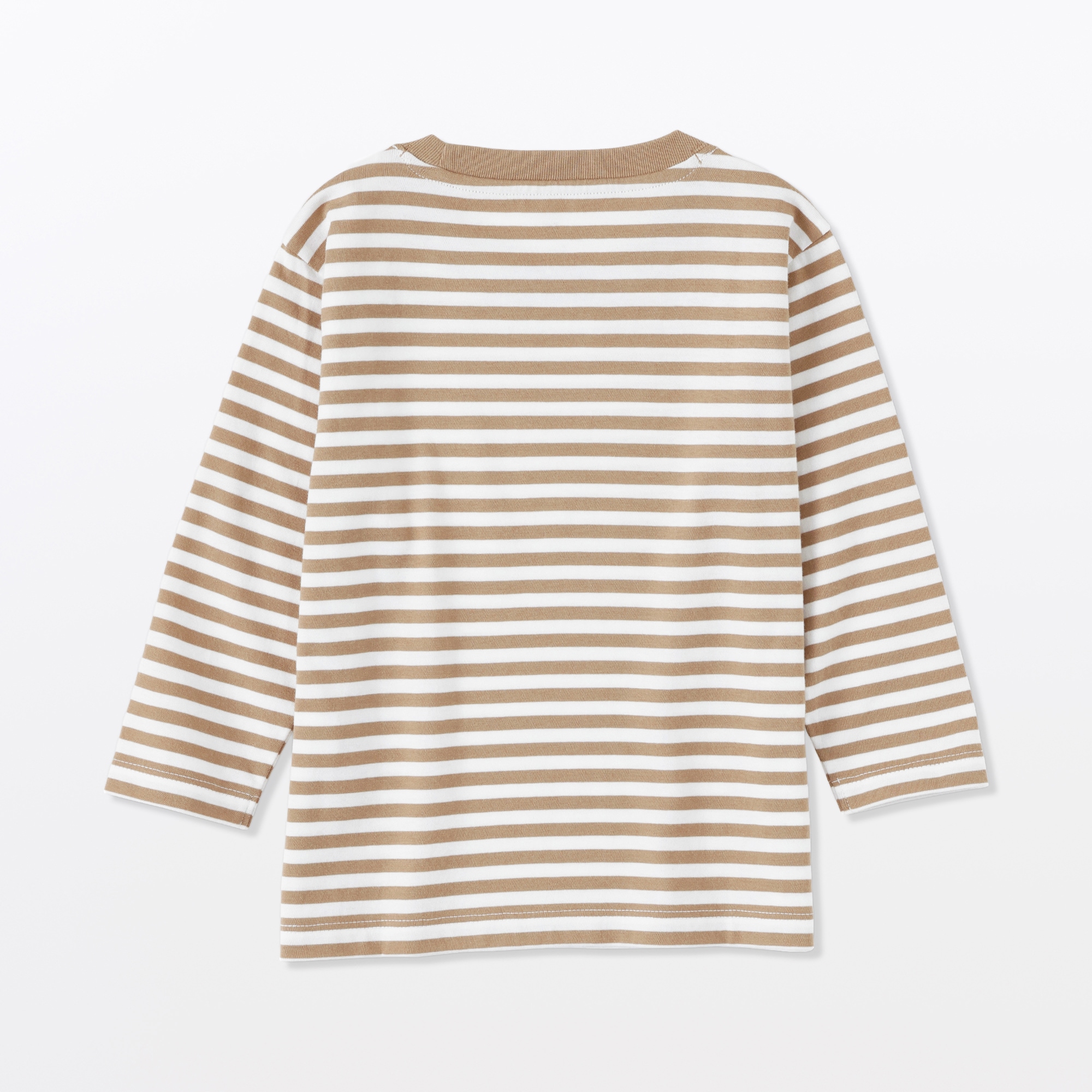 ベビー　あたまするっと　綿天竺編みクルーネック長袖Ｔシャツ　ボーダー