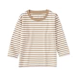 ベビー　あたまするっと　綿天竺編みクルーネック長袖Ｔシャツ　ボーダー