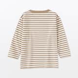 ベビー　あたまするっと　綿天竺編みクルーネック長袖Ｔシャツ　ボーダー