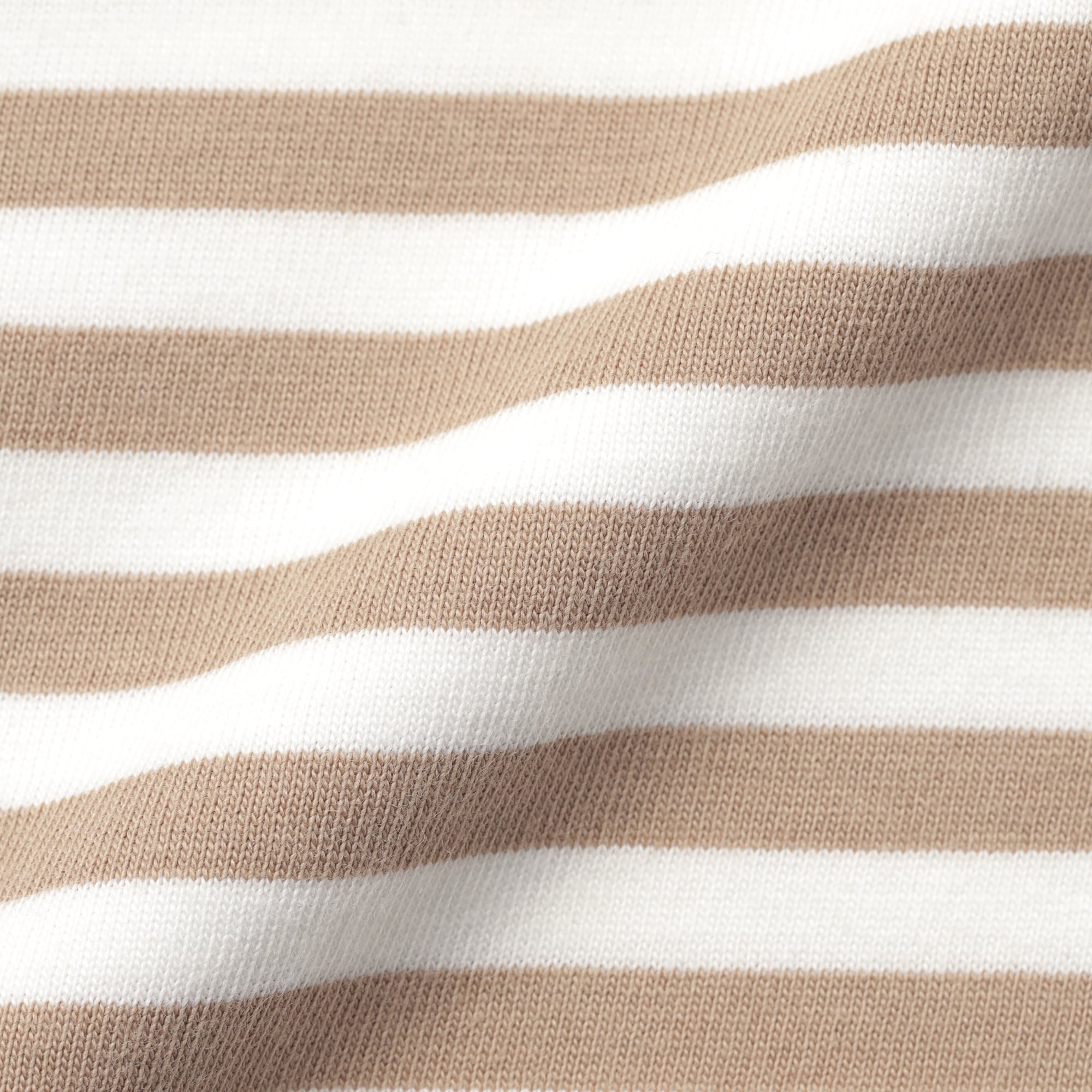 ベビー　あたまするっと　綿天竺編みクルーネック長袖Ｔシャツ　ボーダー