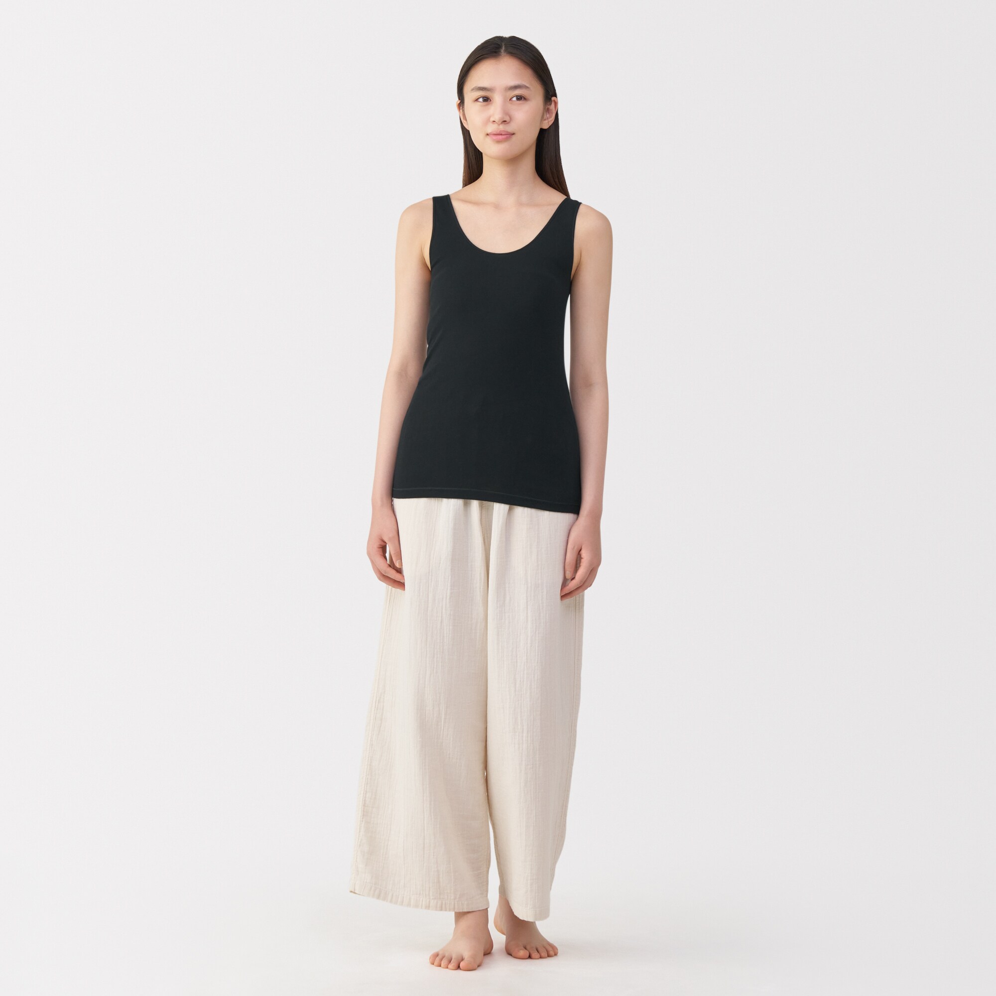 婦人　さらっと綿　薄手　タンクトップ