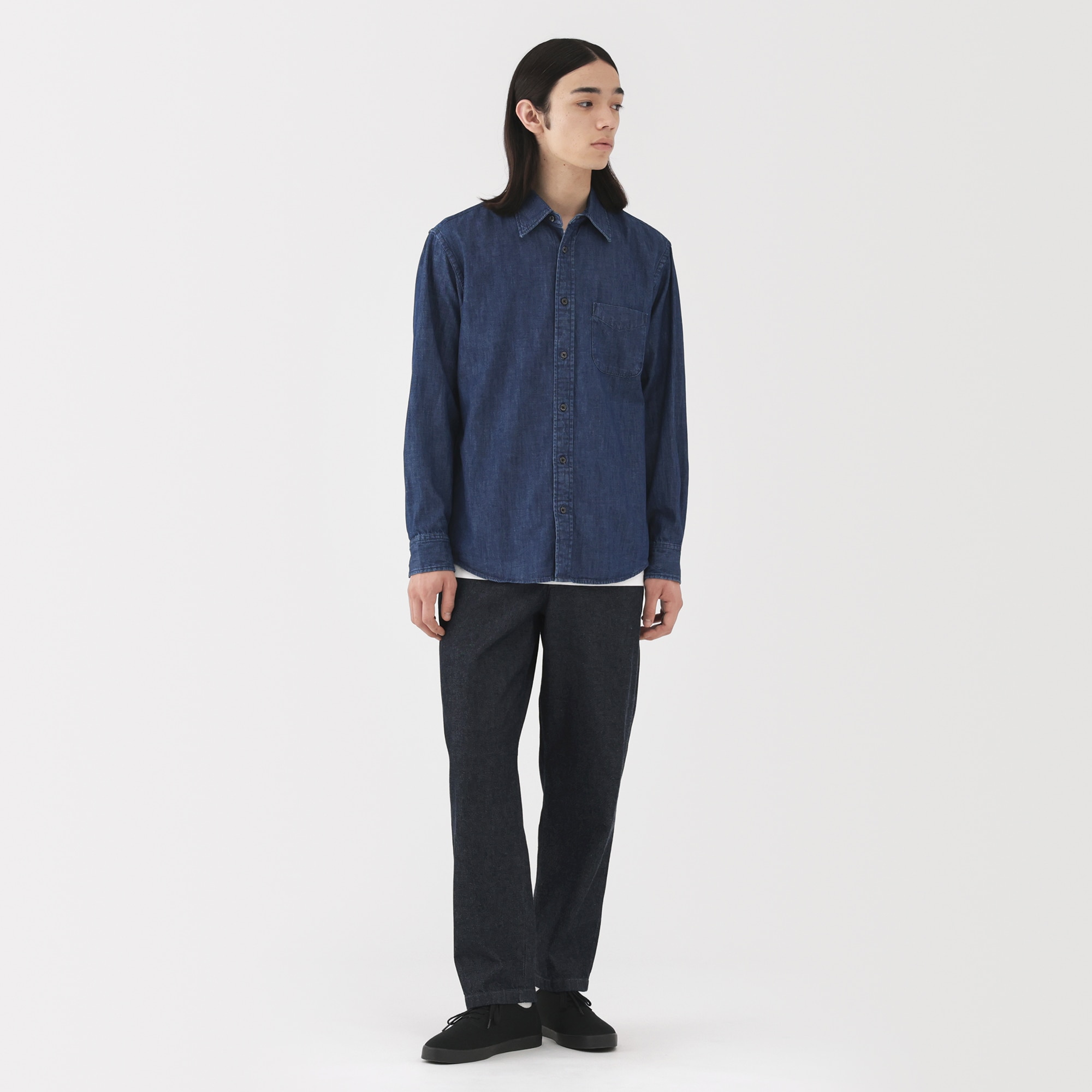 紳士　洗いざらしデニムイージーパンツ　インディゴ