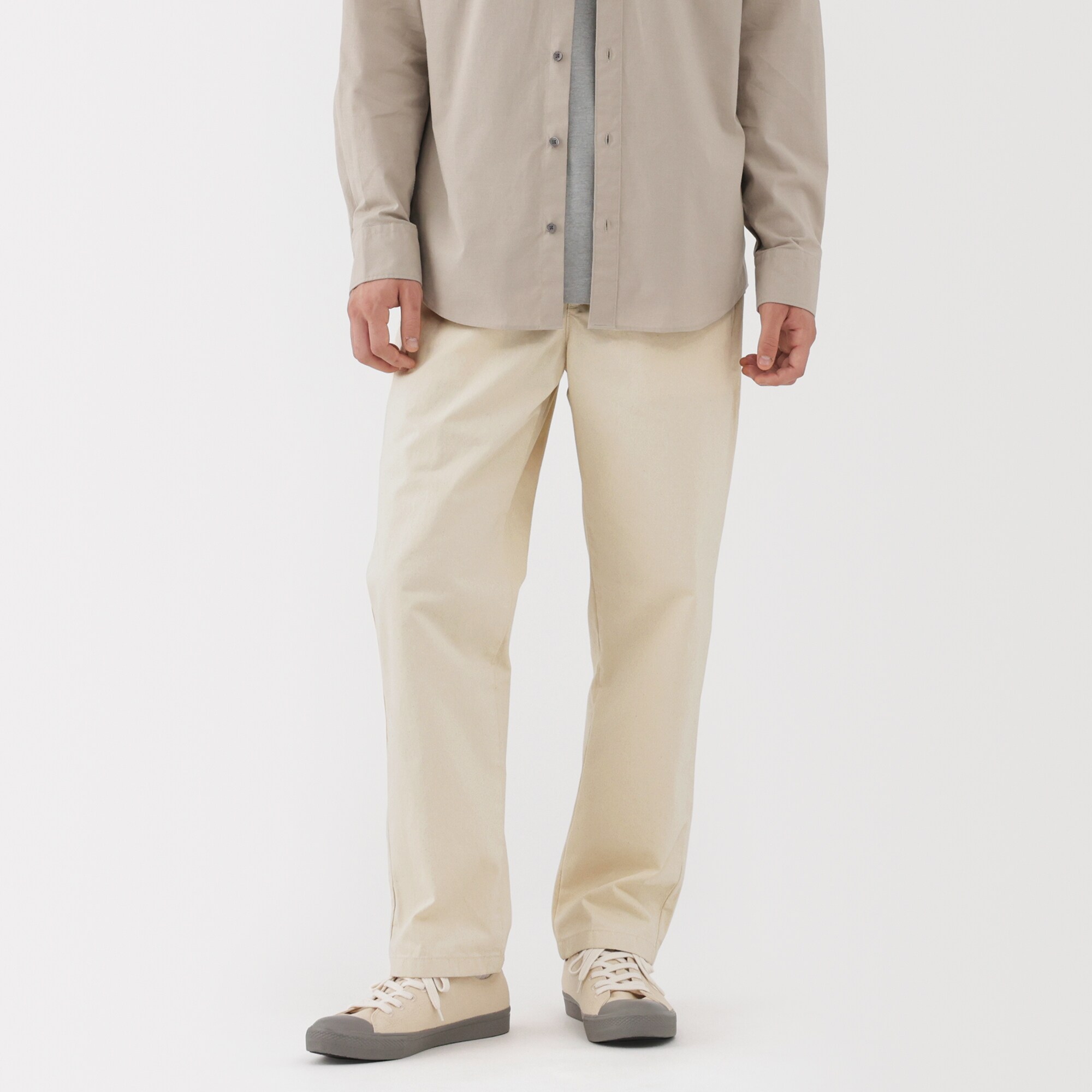 紳士　洗いざらしデニムイージーパンツ　生成