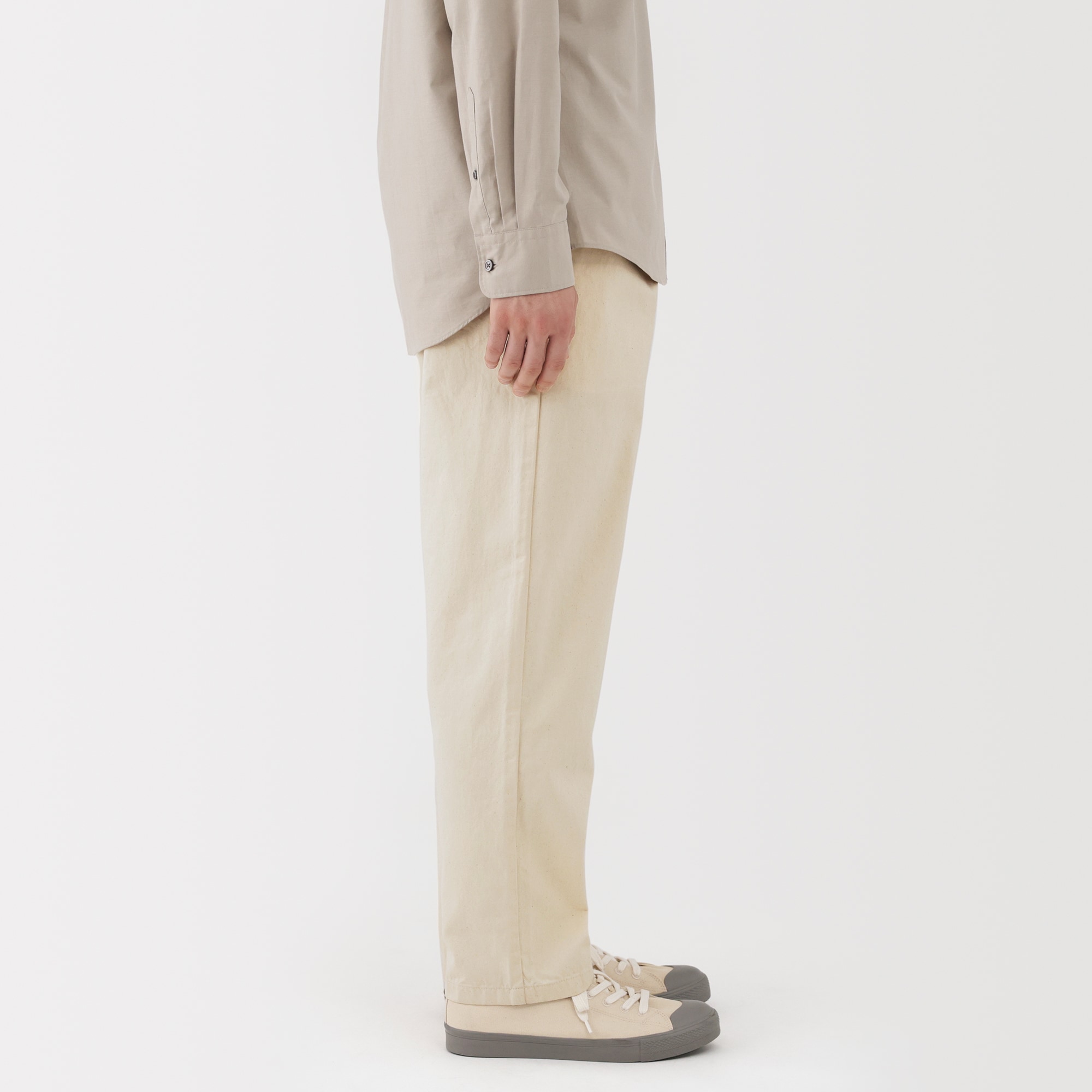 紳士　洗いざらしデニムイージーパンツ　生成