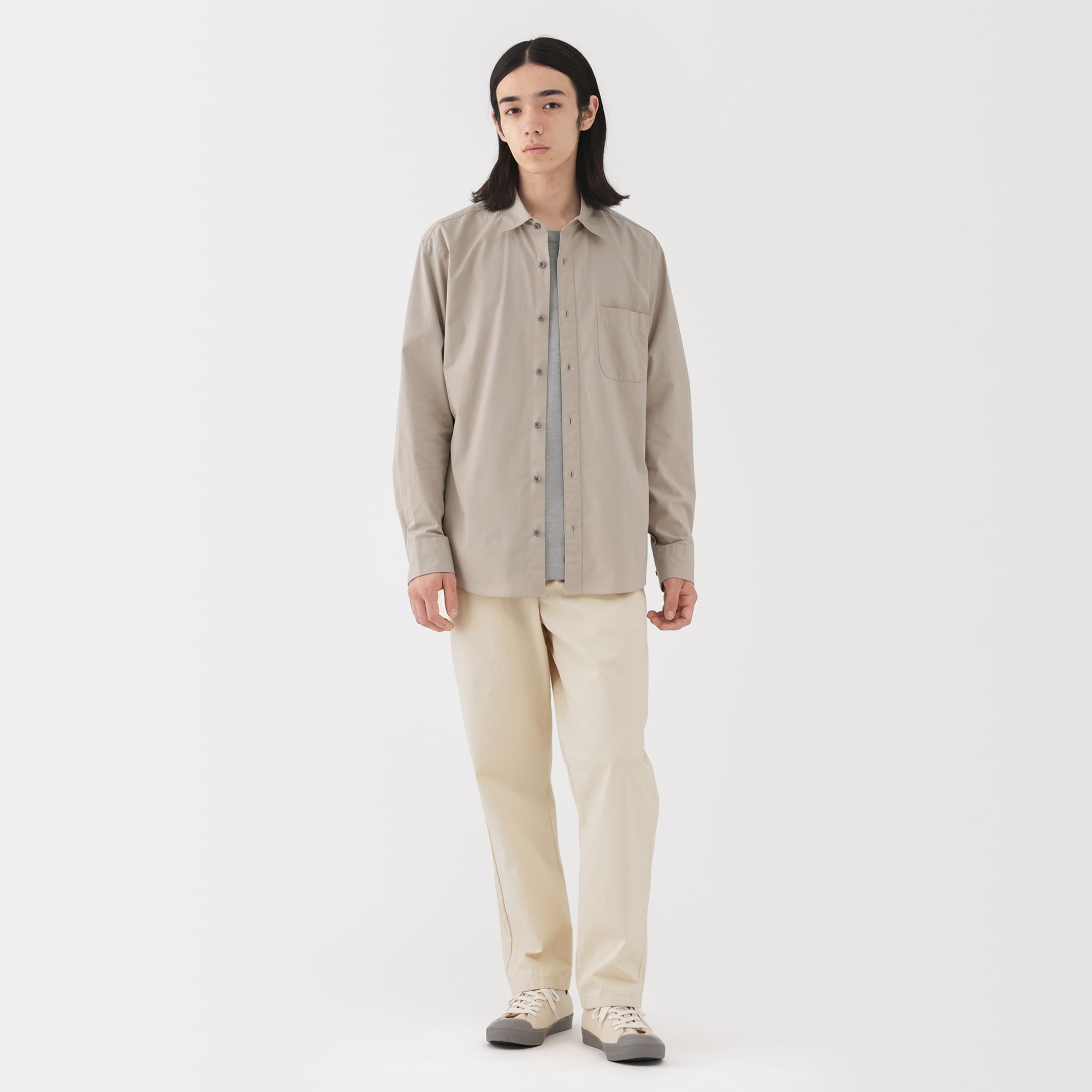 紳士　洗いざらしデニムイージーパンツ　生成