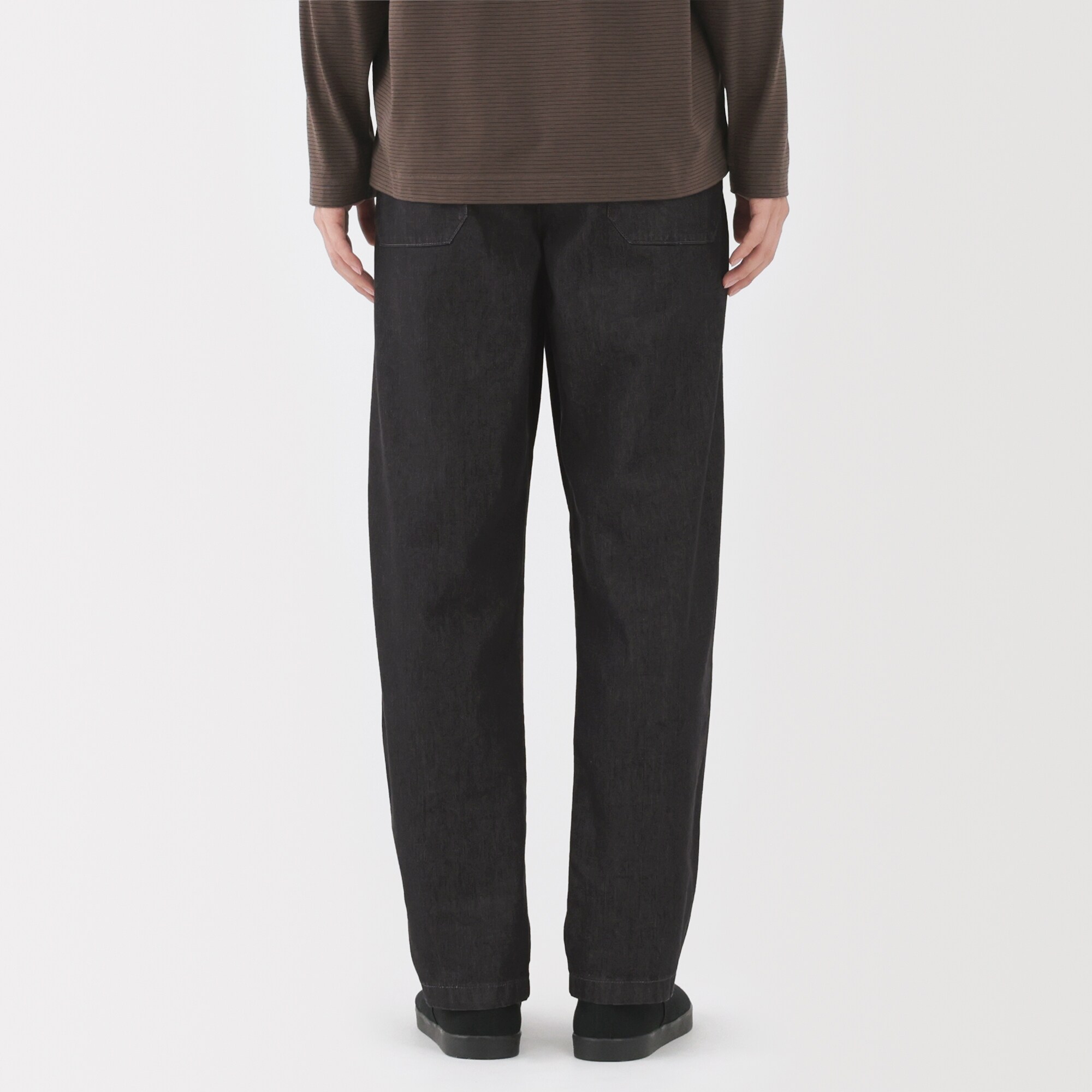 紳士　洗いざらしデニムイージーパンツ　黒