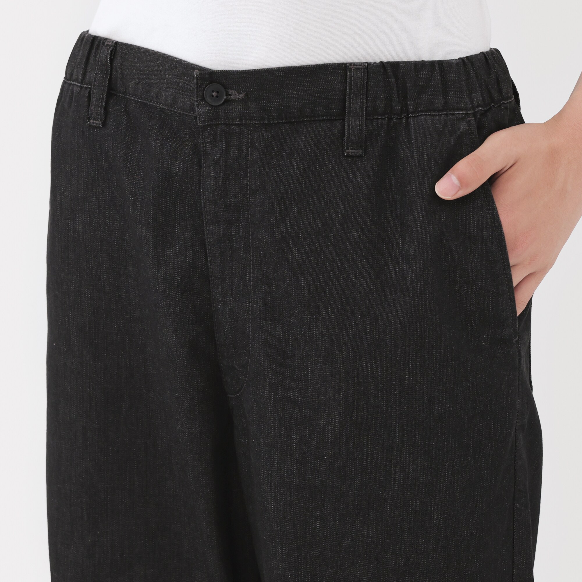 紳士　洗いざらしデニムイージーパンツ　黒