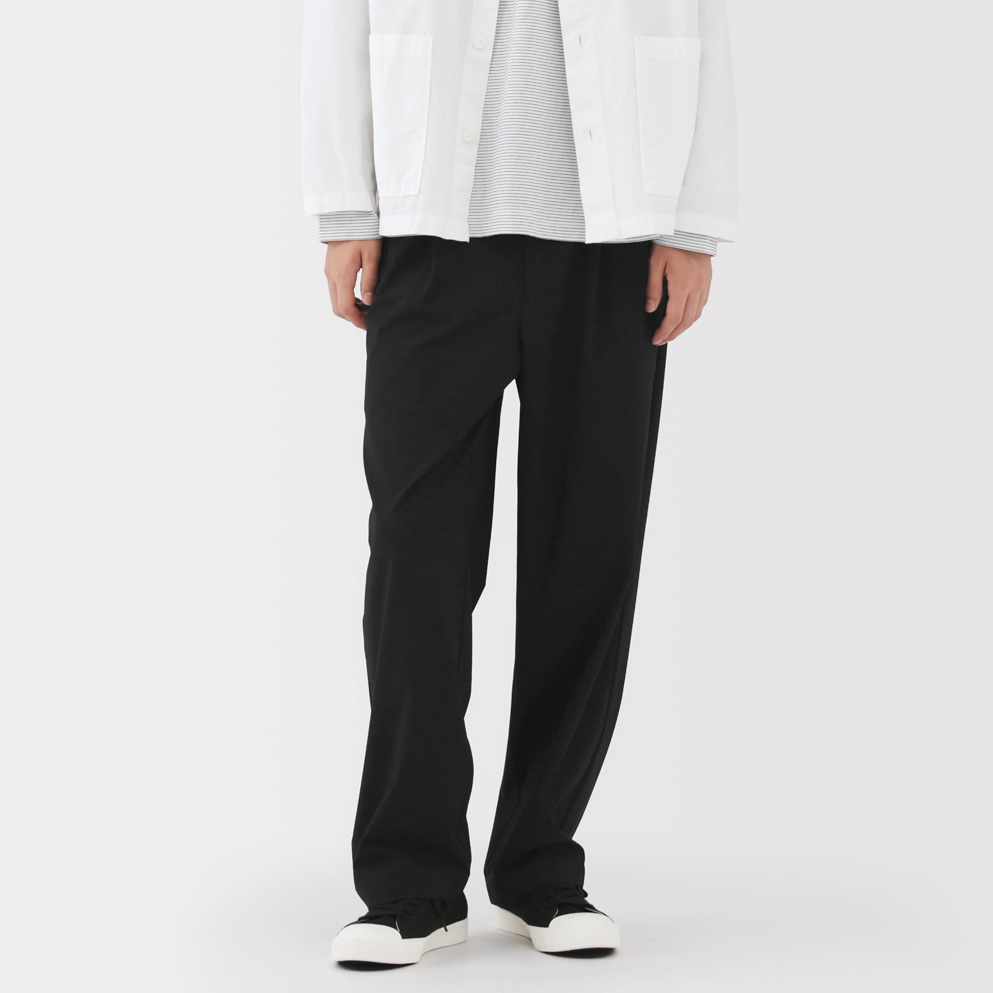 紳士　乾きやすいイージータックワイドパンツ