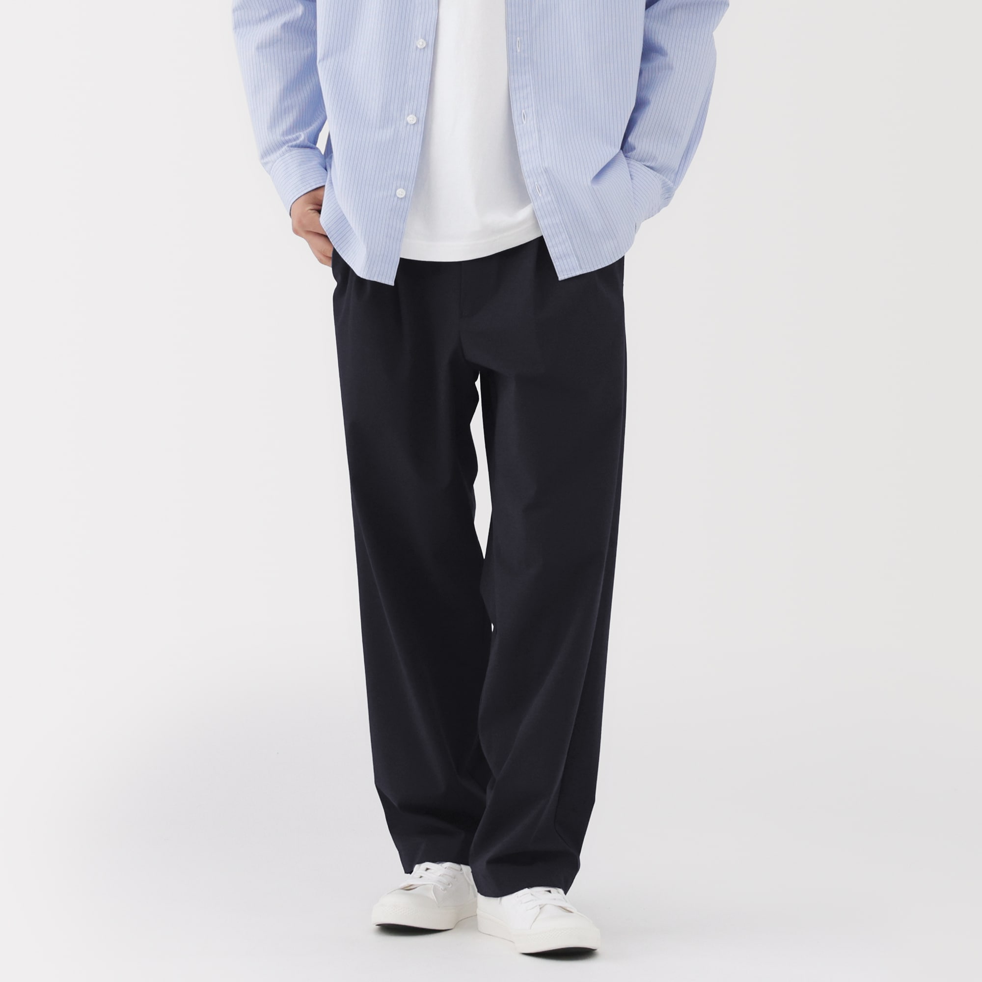 紳士　乾きやすいイージータックワイドパンツ