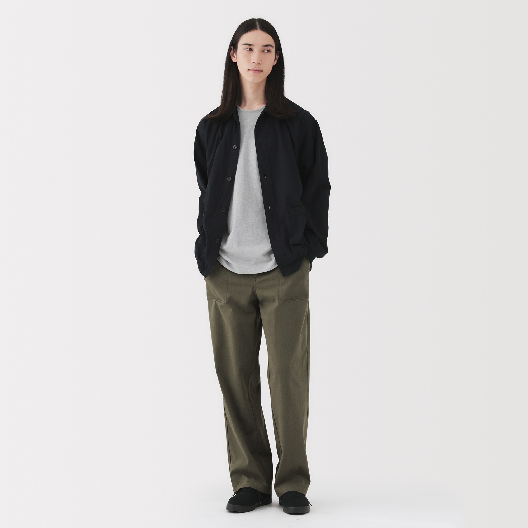 紳士　縦横ストレッチヘリンボーンベイカーパンツ