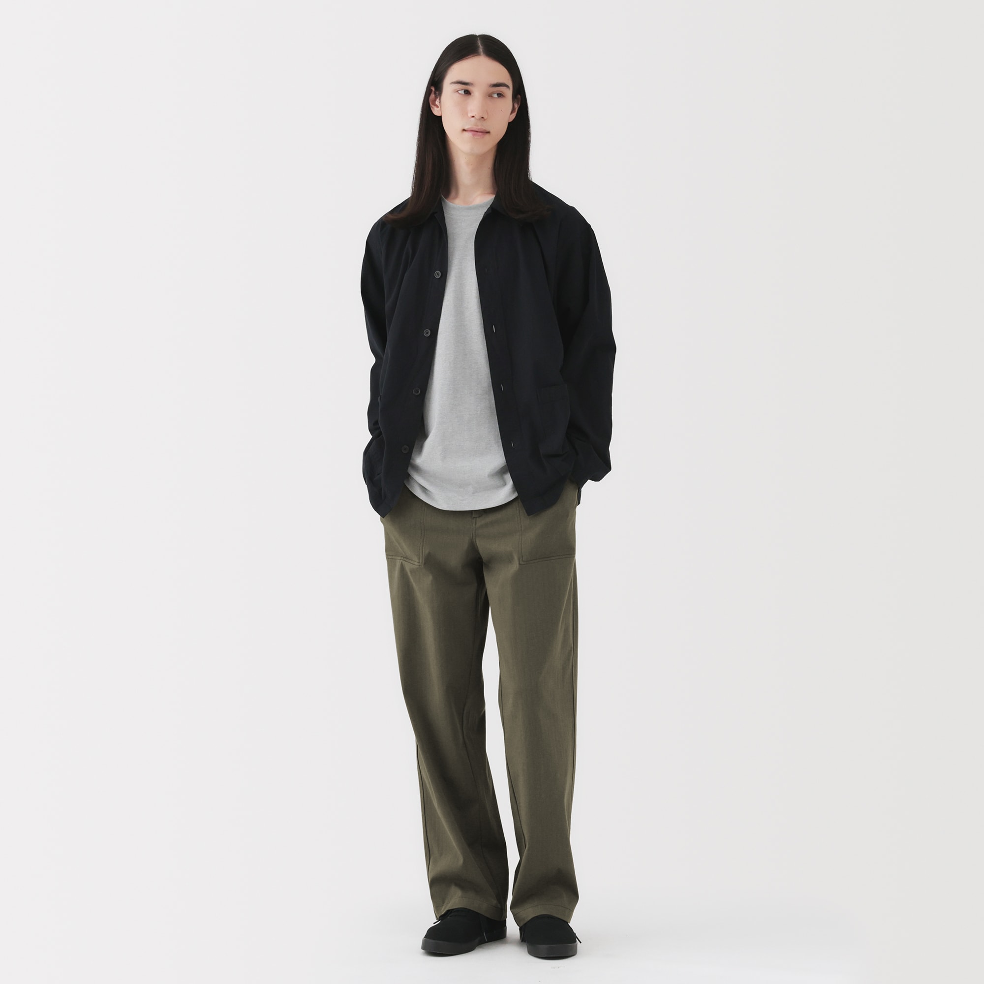 紳士　縦横ストレッチヘリンボーンベイカーパンツ