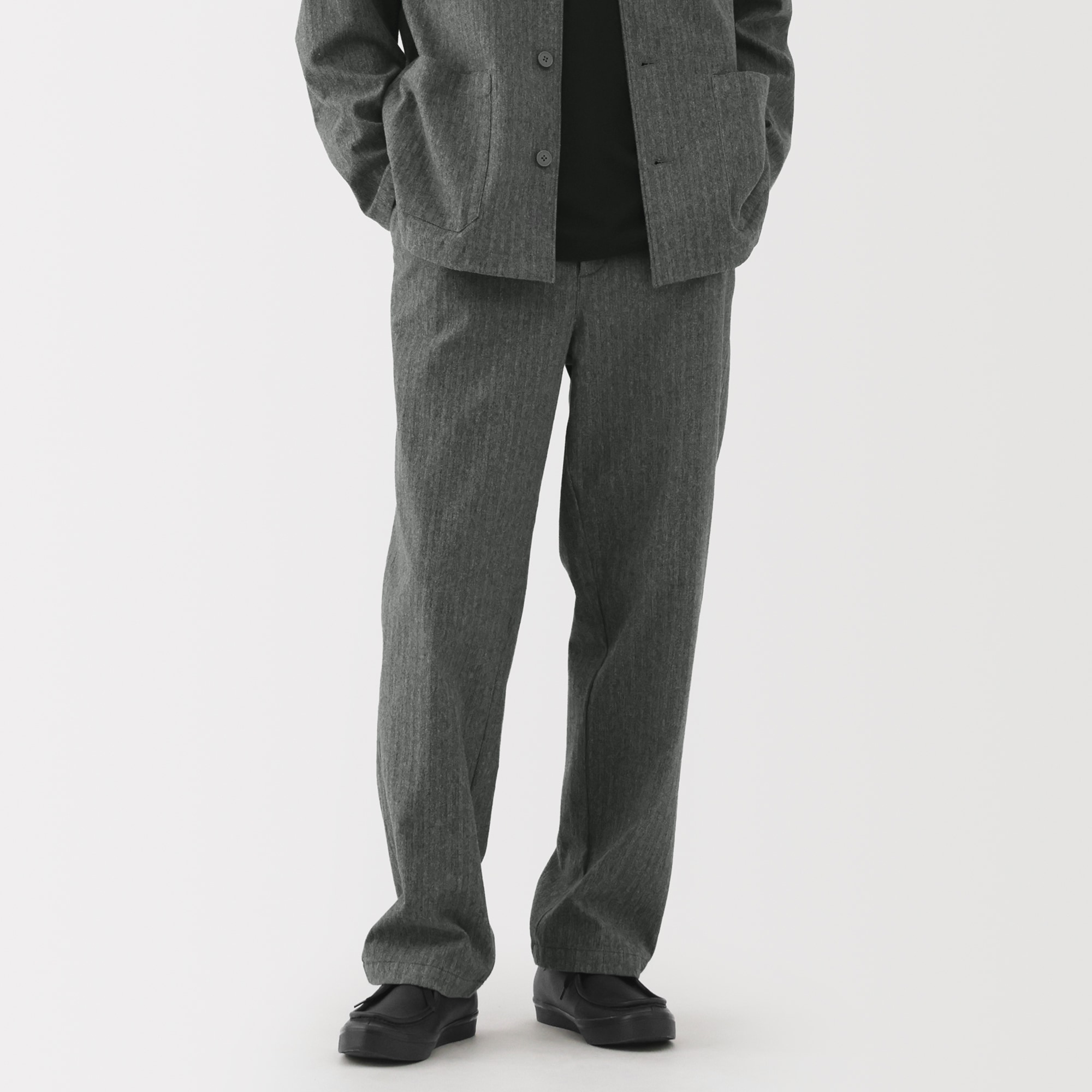 紳士　縦横ストレッチ起毛ヘリンボーンパンツ