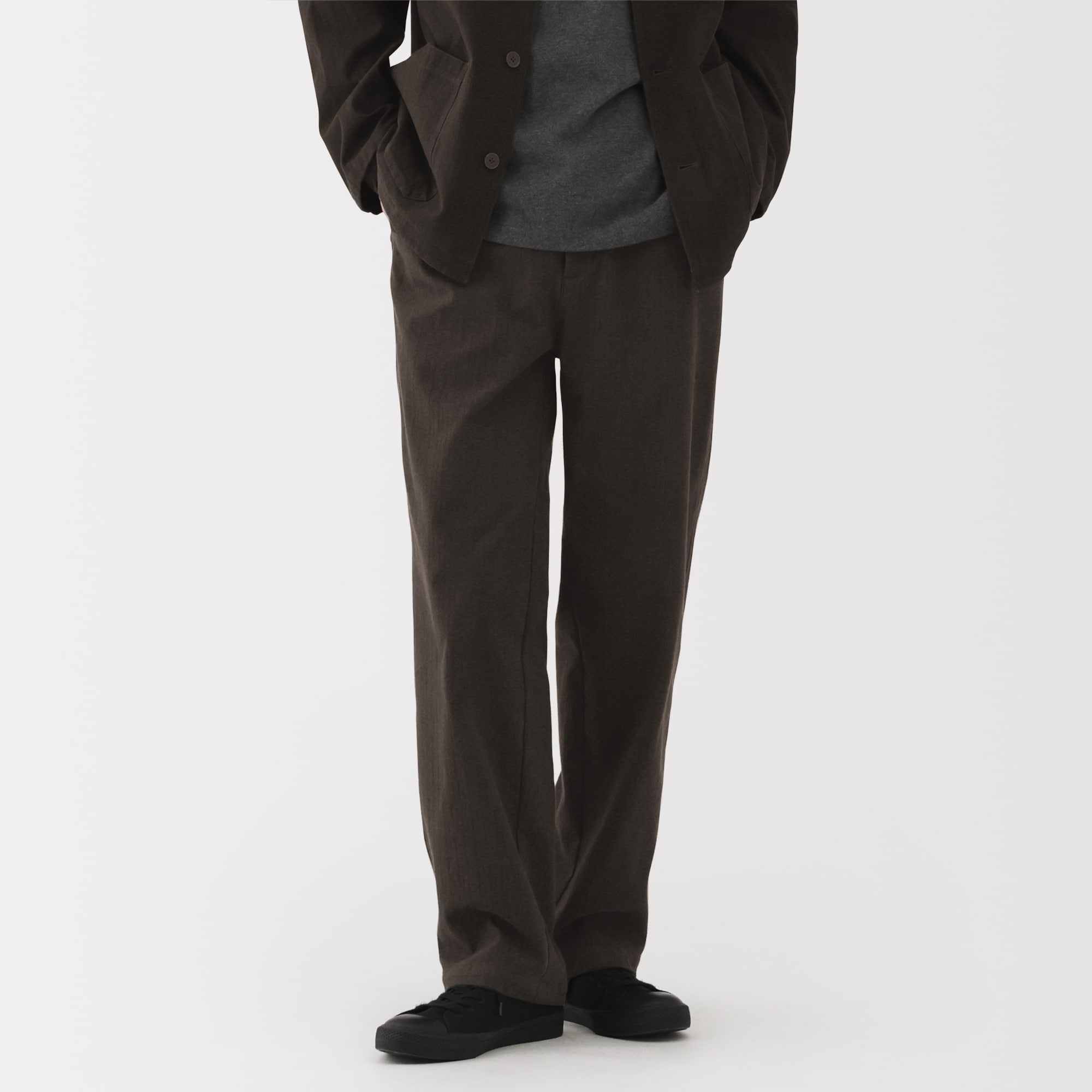 無印良品 縦横ストレッチ　乾きやすいジャケットとテーパードパンツ セットアップ 婦人 縦横ストレッチチノスリムテーパードパンツ 股下75 | 無印良品