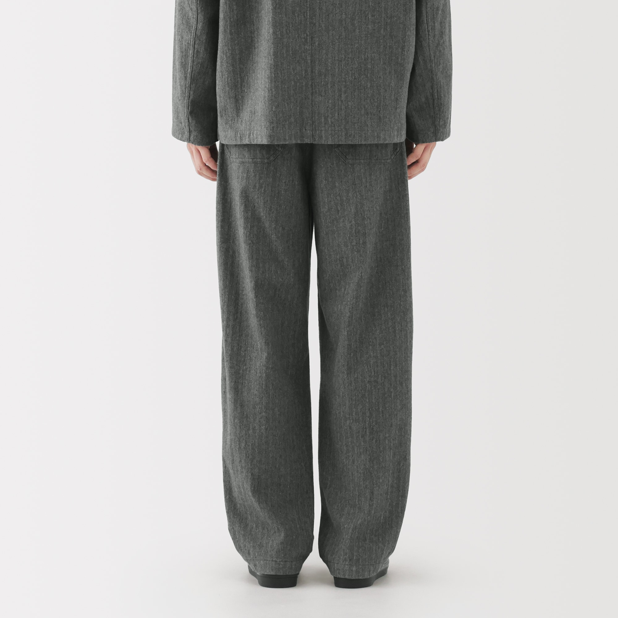 紳士　縦横ストレッチ起毛ヘリンボーンパンツ