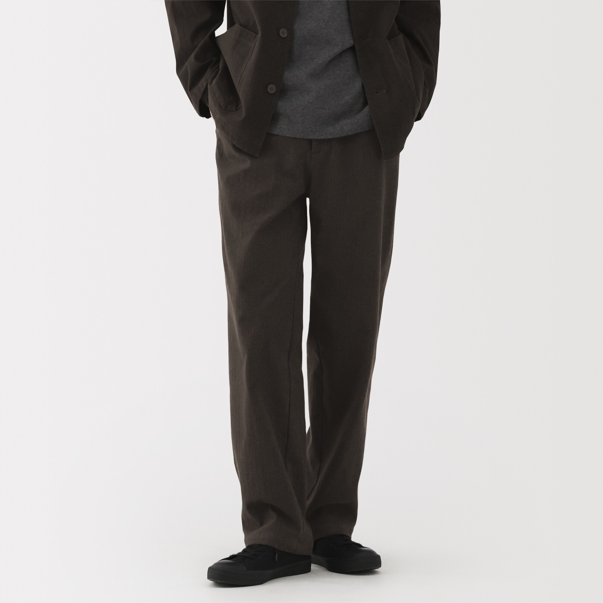 紳士　縦横ストレッチ起毛ヘリンボーンパンツ