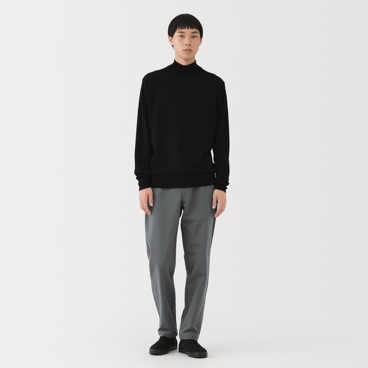 紳士　防風裏起毛ストレッチテーパードパンツ