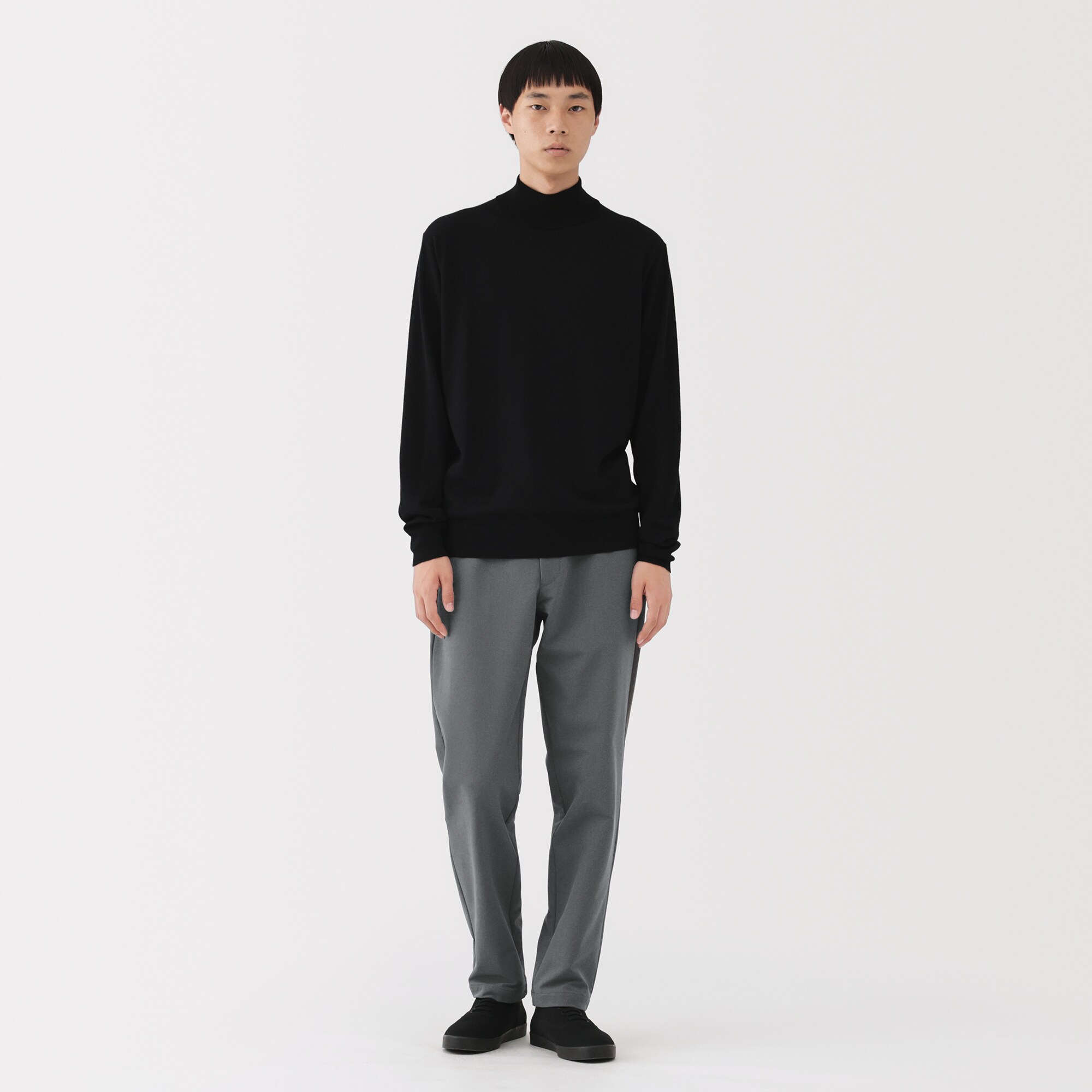 紳士　防風裏起毛ストレッチテーパードパンツ