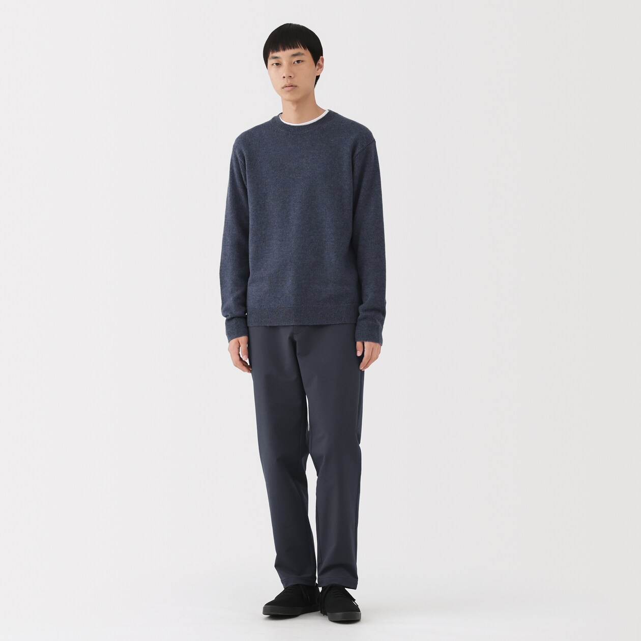 紳士　防風裏起毛ストレッチテーパードパンツ