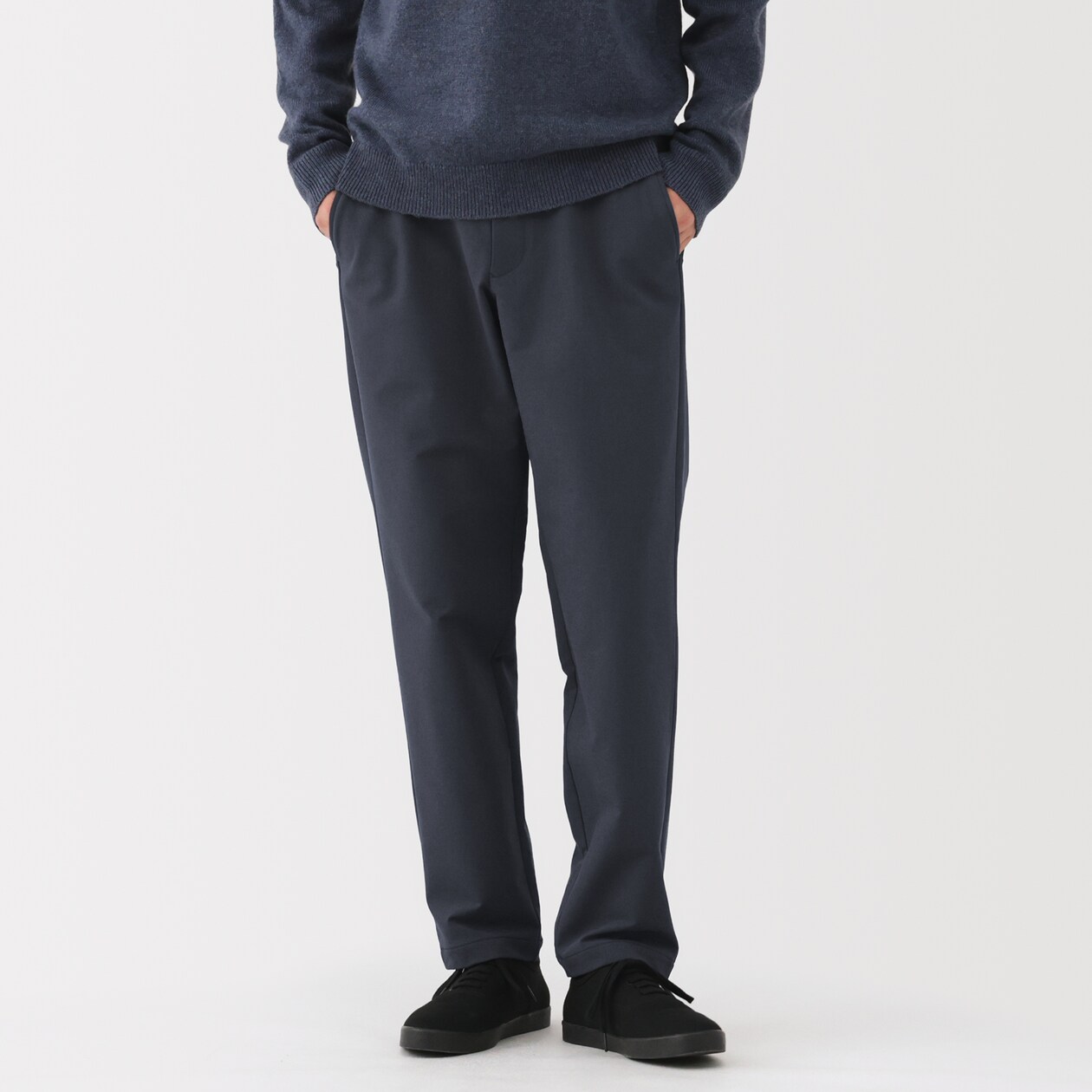 紳士　防風裏起毛ストレッチテーパードパンツ