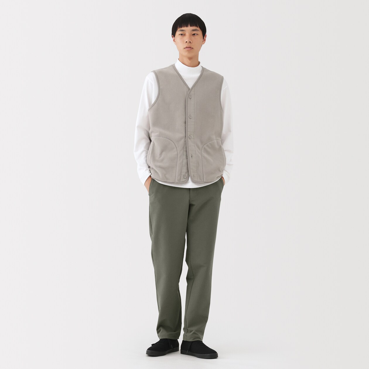 紳士　防風裏起毛ストレッチテーパードパンツ