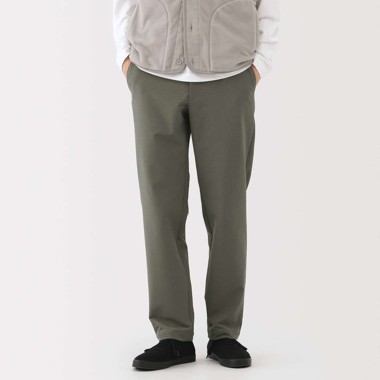 紳士　防風裏起毛ストレッチテーパードパンツ