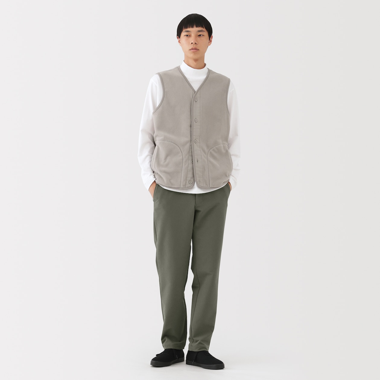 紳士　防風裏起毛ストレッチテーパードパンツ