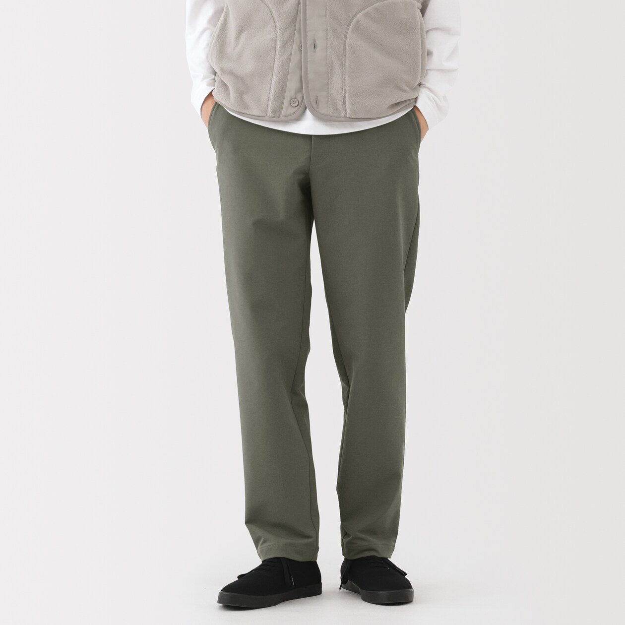 紳士　防風裏起毛ストレッチテーパードパンツ